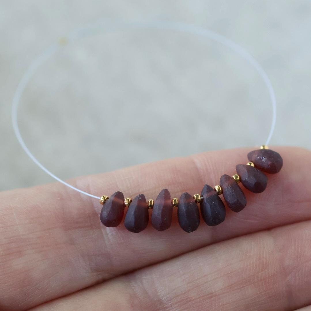 6mm Matte Mozambique Garnet Briolette Beads Smooth 8 Pcs Natural Gemstone DIY Jewelry Making Earrings Necklace January Birthstone