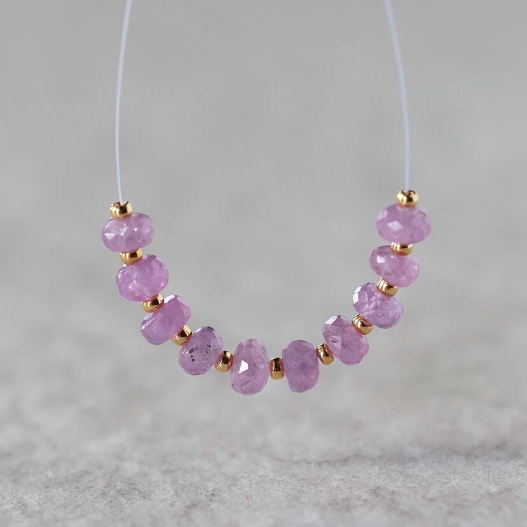 5mm Natural AAA Myanmar Pink Sapphire Beads Faceted Rondelle 10 PCs Gemstone for DIY Jewelry Making Supplies