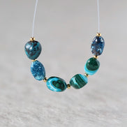 Natural Malachite Chrysocolla Oval Beads Smooth 5x8mm Genuine Malacholla Nuggets Gemstone for DIY Jewelry Making