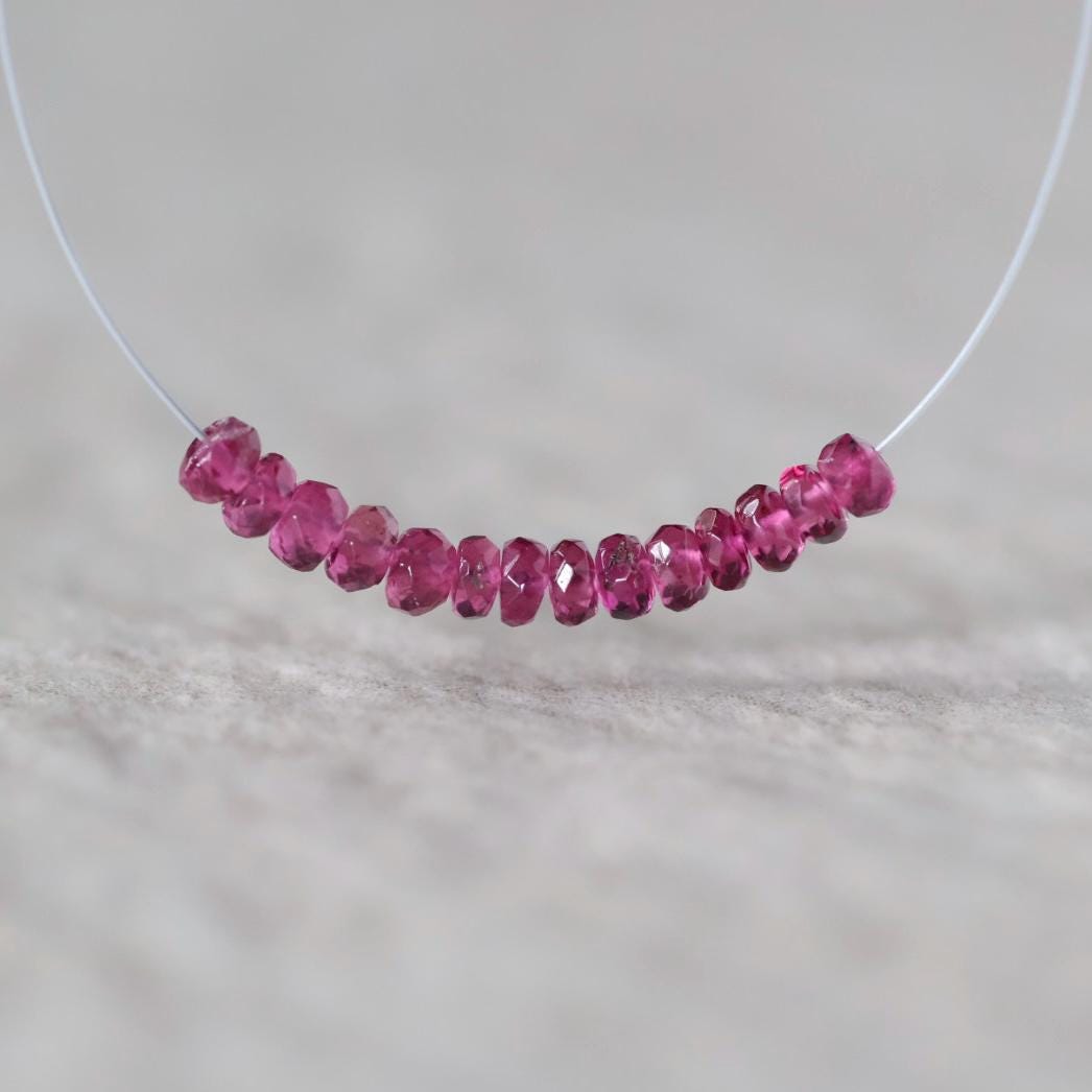 3mm AAA Rubellite Rondelle Beads Faceted Pink Tourmaline 1” Natural Gemstone for DIY Jewelry Making