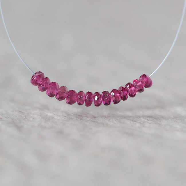 3mm AAA Rubellite Rondelle Beads Faceted Pink Tourmaline 1” Natural Gemstone for DIY Jewelry Making