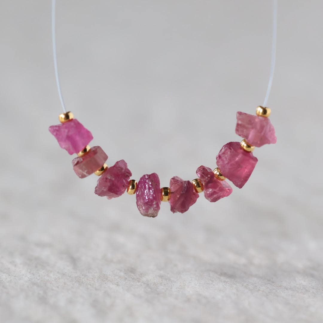 Pink Tourmaline Beads Raw Rough Nuggets 8 PCs Genuine Gemstone Beads DIY Jewelry Making Gift October Birthstone