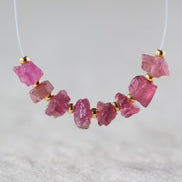 Pink Tourmaline Beads Raw Rough Nuggets 8 PCs Genuine Gemstone Beads DIY Jewelry Making Gift October Birthstone