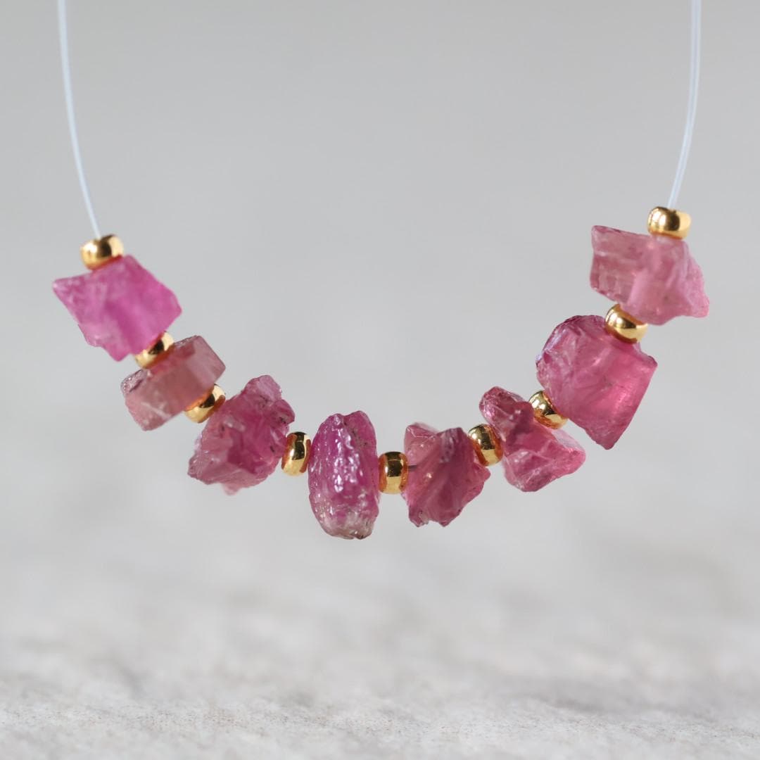 Pink Tourmaline Beads Raw Rough Nuggets 8 PCs Genuine Gemstone Beads DIY Jewelry Making Gift October Birthstone