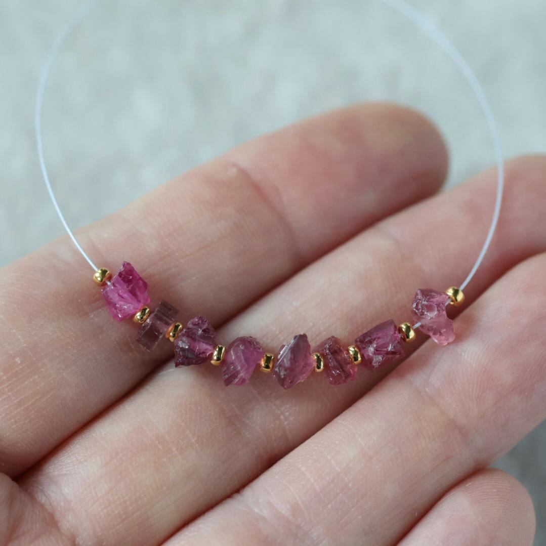 Pink Tourmaline Beads Raw Rough Nuggets 8 PCs Genuine Gemstone Beads DIY Jewelry Making Gift October Birthstone