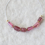 Pink Tourmaline Tube Beads Sticks 6 PCs Natural Gemstone for DIY Jewelry Making Supplies Earrings