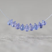 Tiny 3mm AAA Tanzanite Beads Smooth Drops Briolette 9 Pcs Natural Purple Gemstone for DIY Jewelry Making Necklace Earrings