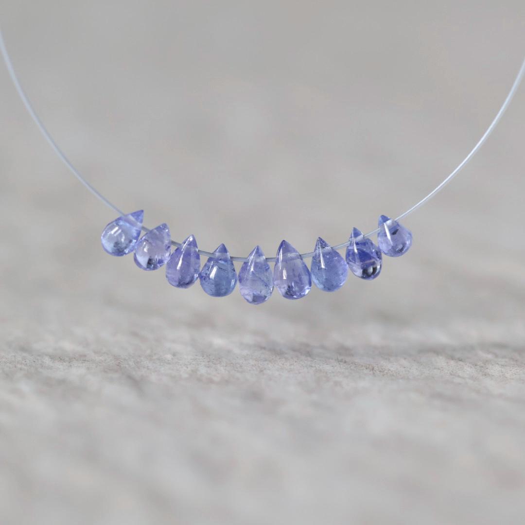 Tiny 3mm AAA Tanzanite Beads Smooth Drops Briolette 9 Pcs Natural Purple Gemstone for DIY Jewelry Making Necklace Earrings