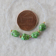 Rare Vivid Sonoran Gold Turquoise Nugget Beads Smooth 6-7mm 4 PCs Natural Mexican Turquoise Green Gemstone DIY Jewelry Making
