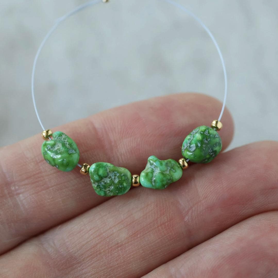 Rare Vivid Sonoran Gold Turquoise Nugget Beads Smooth 6-7mm 4 PCs Natural Mexican Turquoise Green Gemstone DIY Jewelry Making