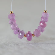 6-5mm Natural AAA Myanmar Pink Sapphire Beads Faceted Rondelle 11 PCs Gemstone for DIY Jewelry Making Supplies