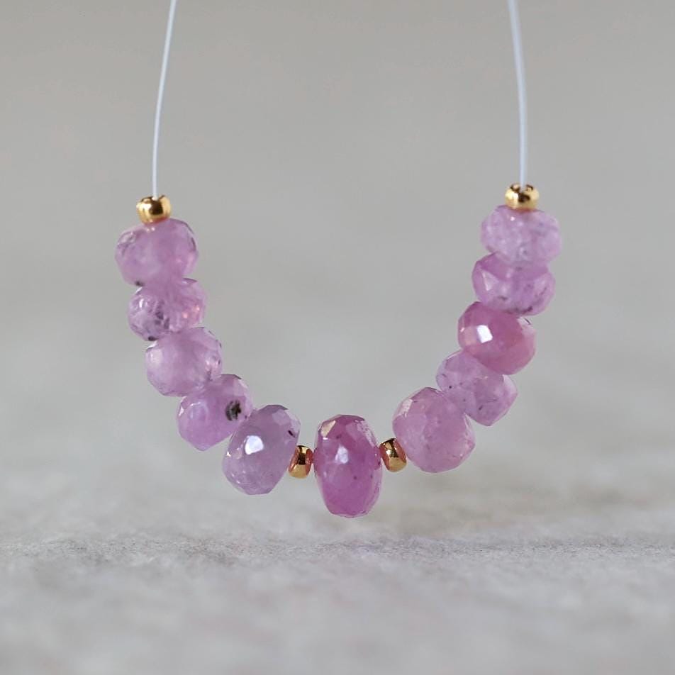 6-5mm Natural AAA Myanmar Pink Sapphire Beads Faceted Rondelle 11 PCs Gemstone for DIY Jewelry Making Supplies