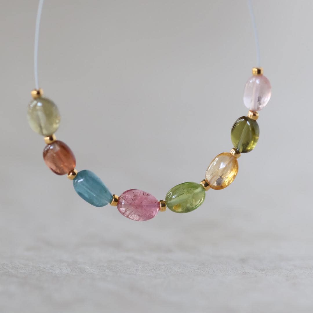 Multi Color Tourmaline Oval Beads Smooth 8 PCs Natural Gemstone DIY Jewelry Making Supplies