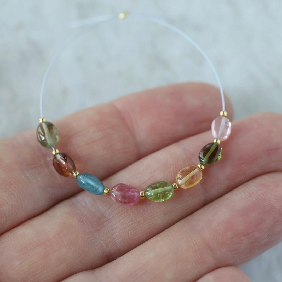 Multi Color Tourmaline Oval Beads Smooth 8 PCs Natural Gemstone DIY Jewelry Making Supplies