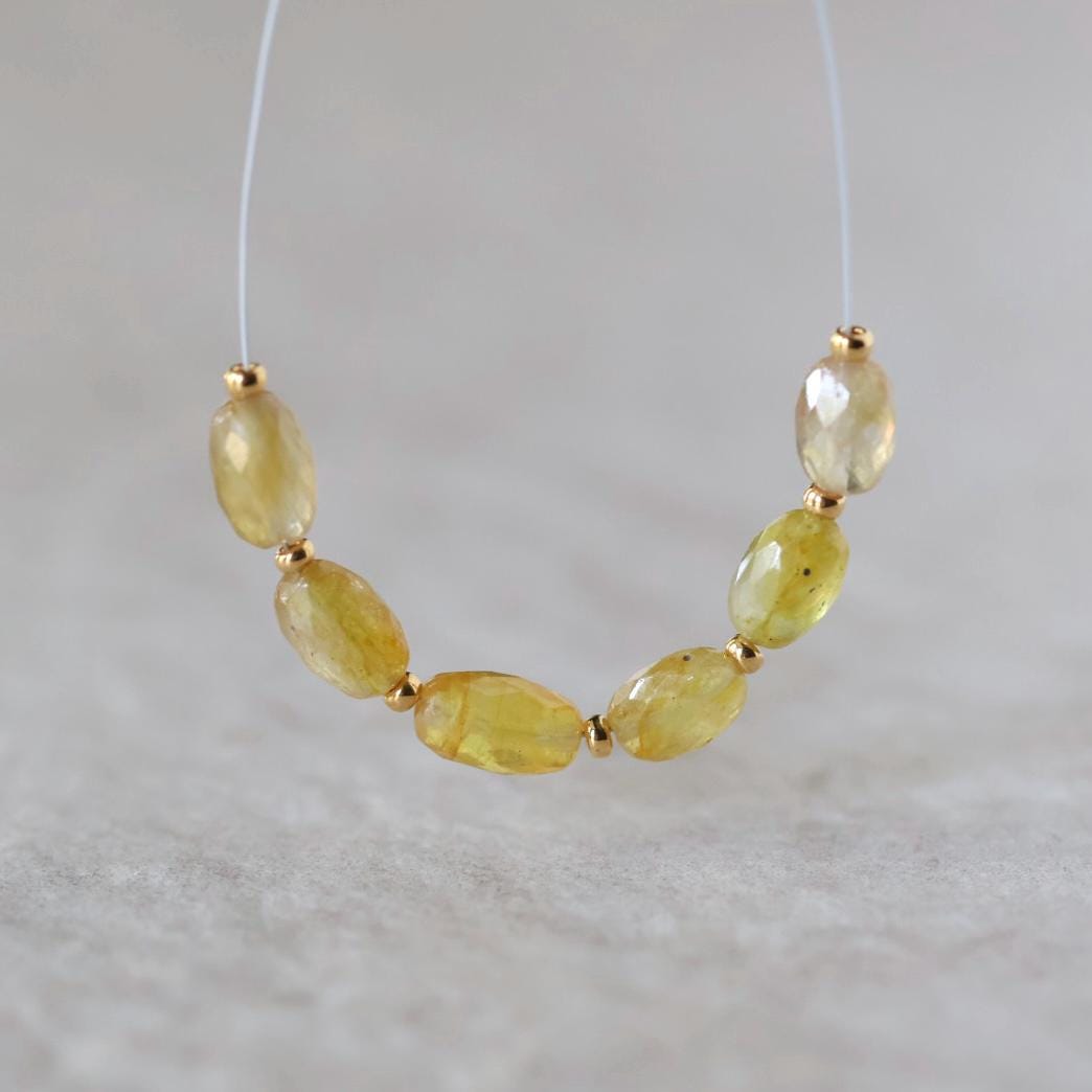 Yellow Sapphire Bead Oval Faceted 5x7mm Nugget Stone Chunk Gemstone Bead for Jewelry Making Beading Craft Gift Bead