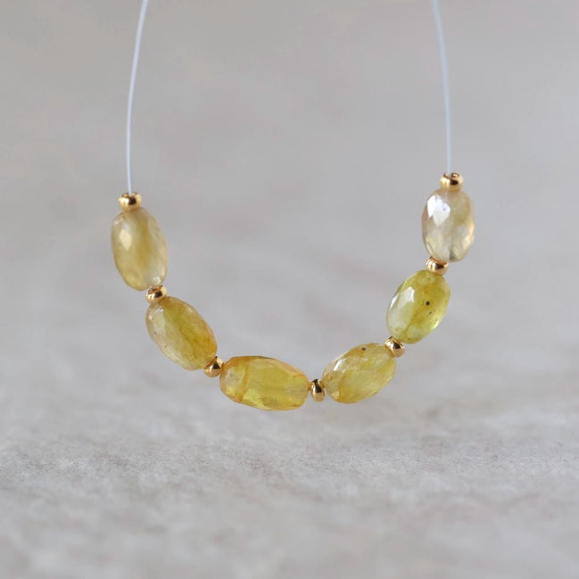 Yellow Sapphire Bead Oval Faceted 5x7mm Nugget Stone Chunk Gemstone Bead for Jewelry Making Beading Craft Gift Bead
