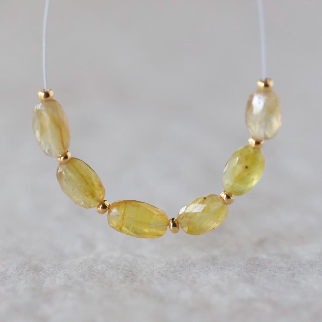 Yellow Sapphire Bead Oval Faceted 5x7mm Nugget Stone Chunk Gemstone Bead for Jewelry Making Beading Craft Gift Bead