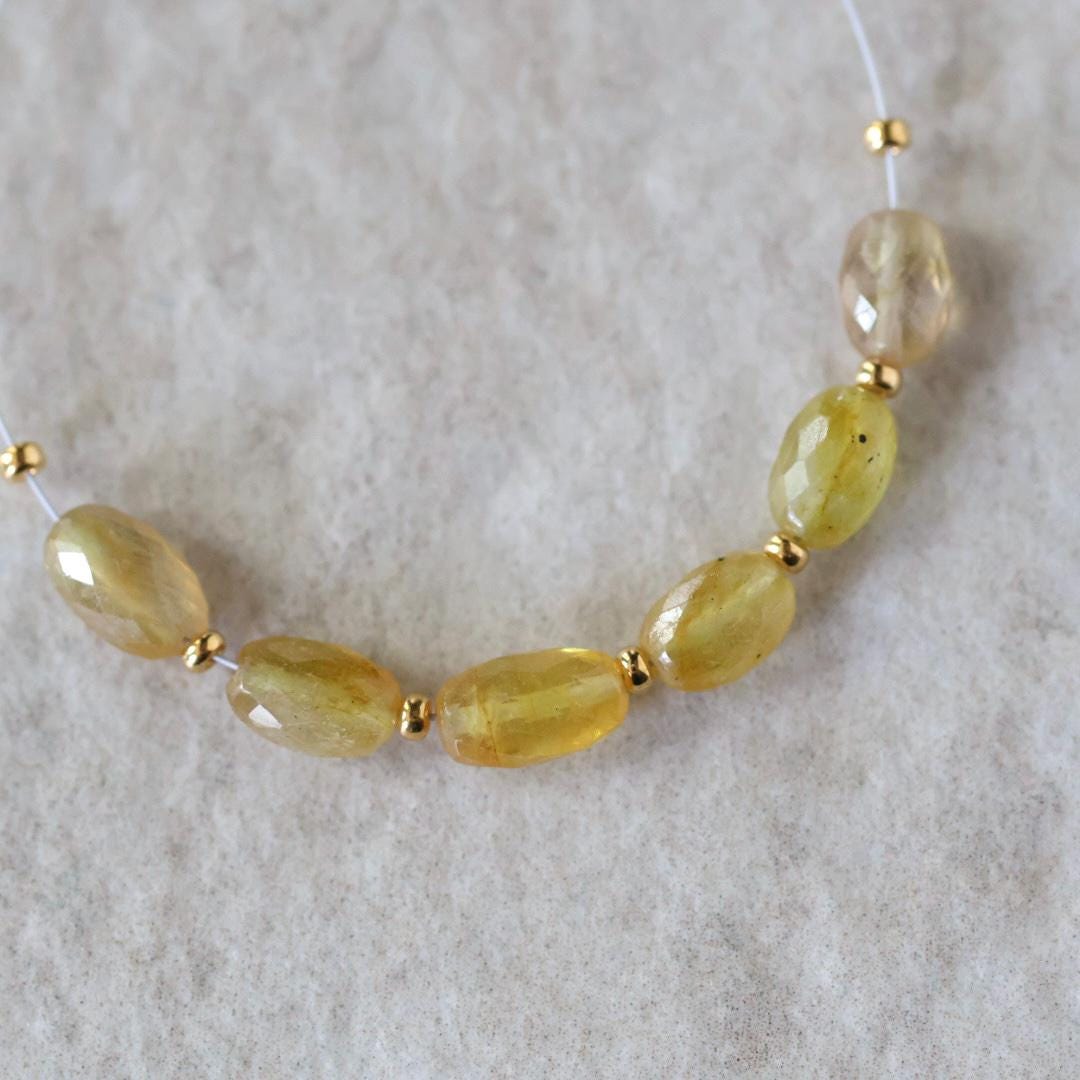Yellow Sapphire Bead Oval Faceted 5x7mm Nugget Stone Chunk Gemstone Bead for Jewelry Making Beading Craft Gift Bead