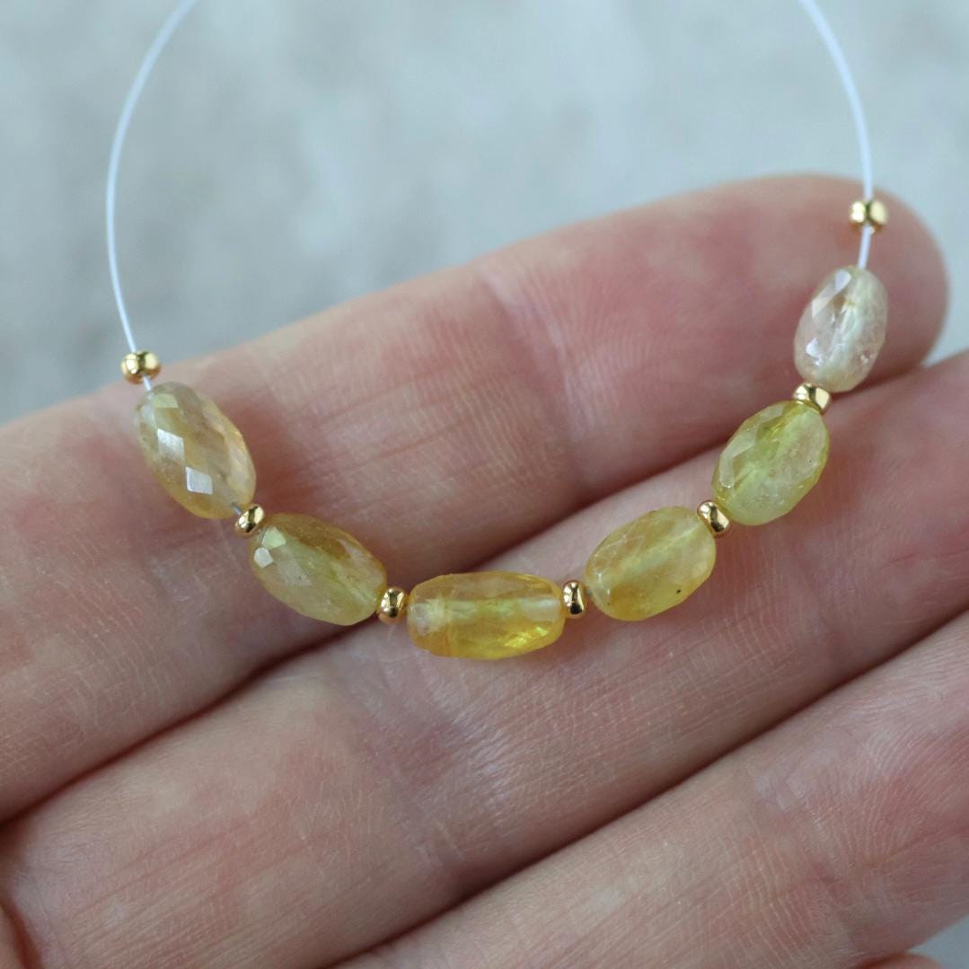 Yellow Sapphire Bead Oval Faceted 5x7mm Nugget Stone Chunk Gemstone Bead for Jewelry Making Beading Craft Gift Bead