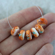 Large 10mm Spiny Oyster Bead with Turquoise Inlay Heishi Beads Natural Shell for DIY Jewelry Making Supplies