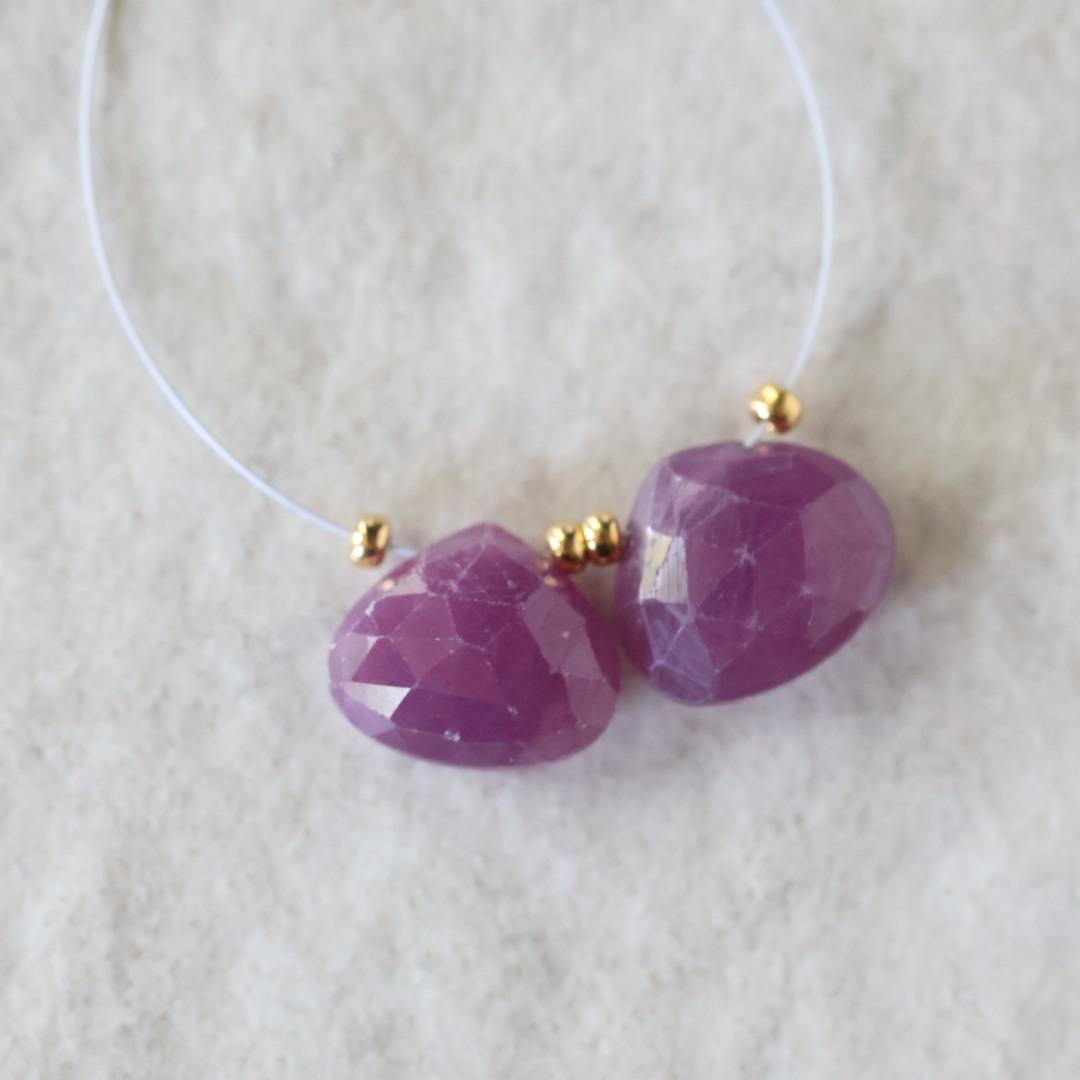 Natural Ruby Briolette Beads Faceted Heart Shape Drop 9 Genuine Untreated Ruby for DIY Jewelry Making