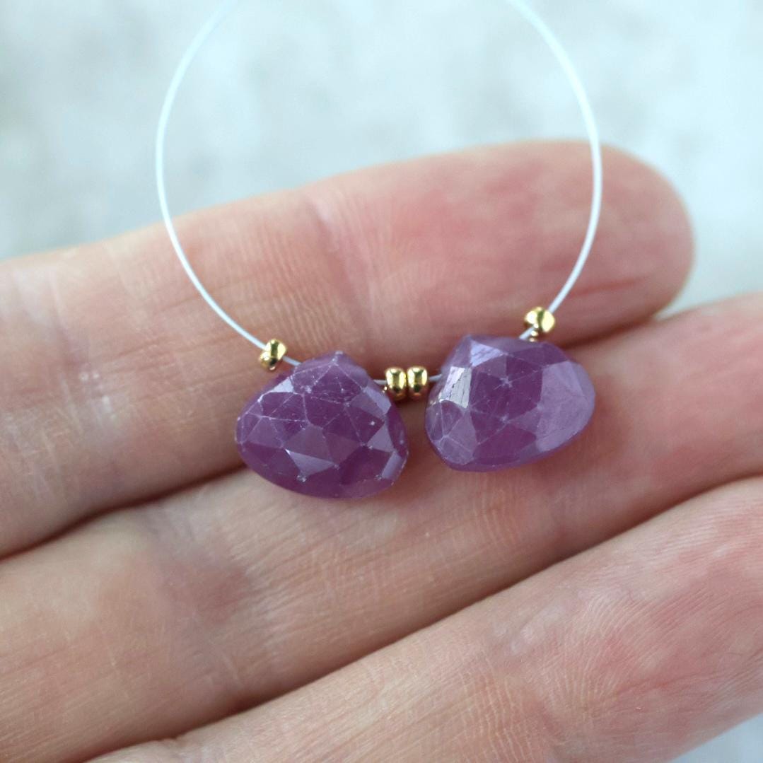 Natural Ruby Briolette Beads Faceted Heart Shape Drop 9 Genuine Untreated Ruby for DIY Jewelry Making
