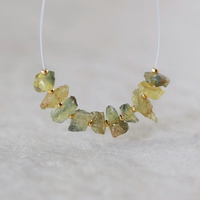 Natural Yellow Green Sapphire Beads Nuggets Raw Sapphire Chunks Gemstone for DIY Jewelry Making