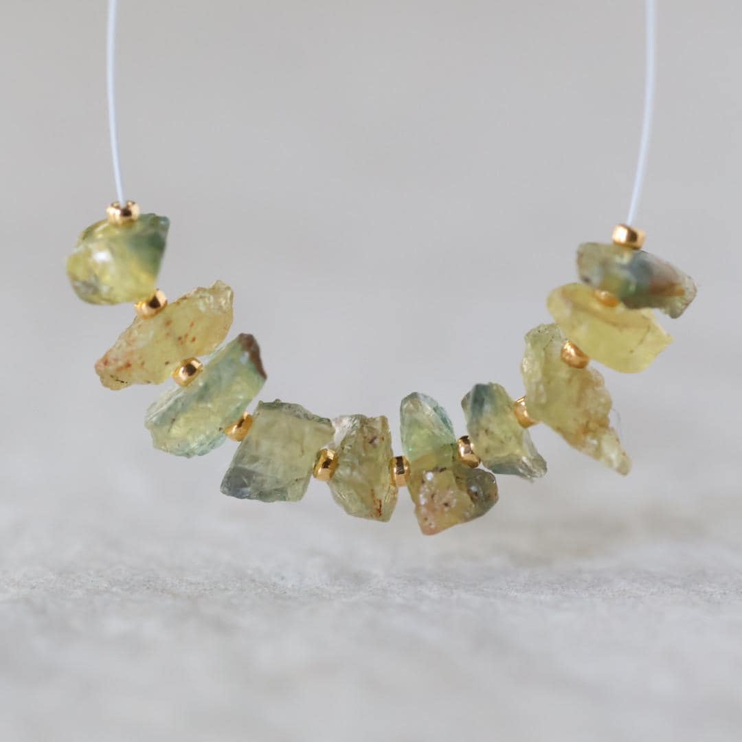 Natural Yellow Green Sapphire Beads Nuggets Raw Sapphire Chunks Gemstone for DIY Jewelry Making