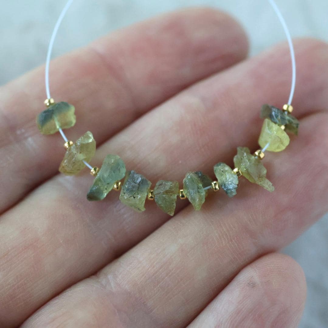 Natural Yellow Green Sapphire Beads Nuggets Raw Sapphire Chunks Gemstone for DIY Jewelry Making