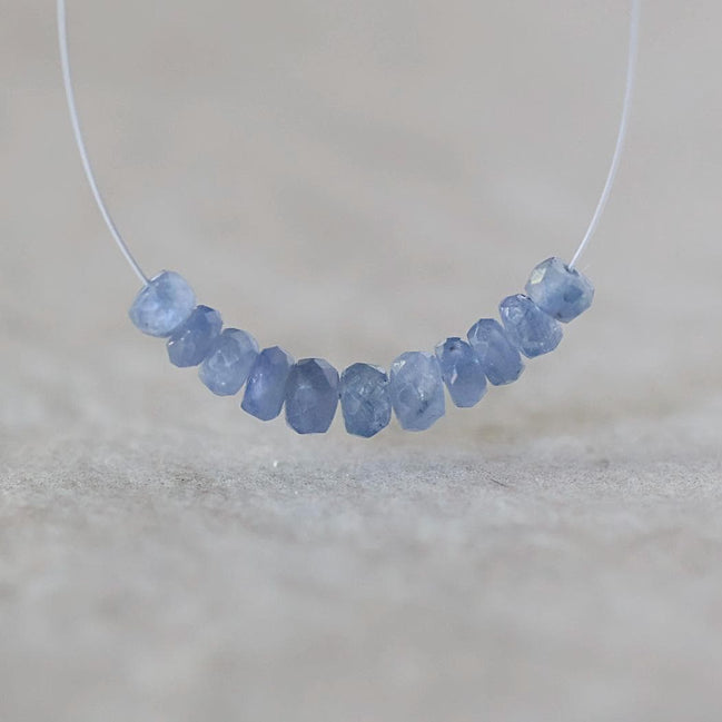 3.5-4mm Natural Burmese Blue Sapphire Beads Faceted Rondelle 1” Genuine Gemstone Beads for DIY Jewelry Making Supplies