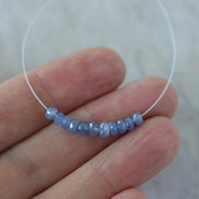 3.5-4mm Natural Burmese Blue Sapphire Beads Faceted Rondelle 1” Genuine Gemstone Beads for DIY Jewelry Making Supplies