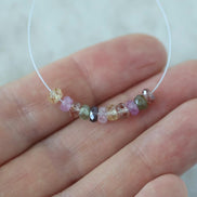 4mm Natural Multi Sapphire Beads Faceted Rondelle 1” Colorful Sapphire Gemstone for DIY Jewelry Making