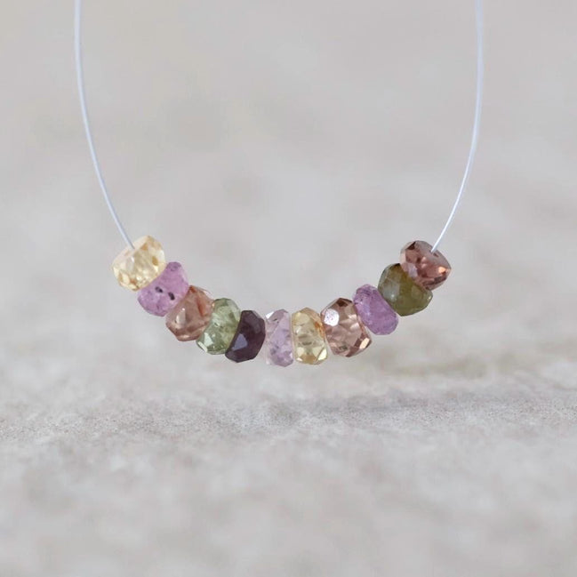 4mm Natural Multi Sapphire Beads Faceted Rondelle 1” Colorful Sapphire Gemstone for DIY Jewelry Making