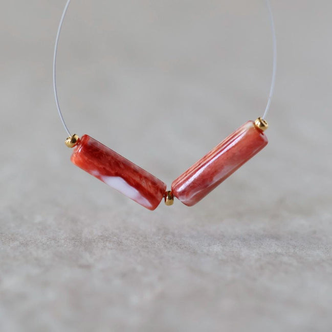 Natural Spiny Oyster Shell Tube Bead Smooth Natural Shell Accent Beads for DIY Jewelry Making