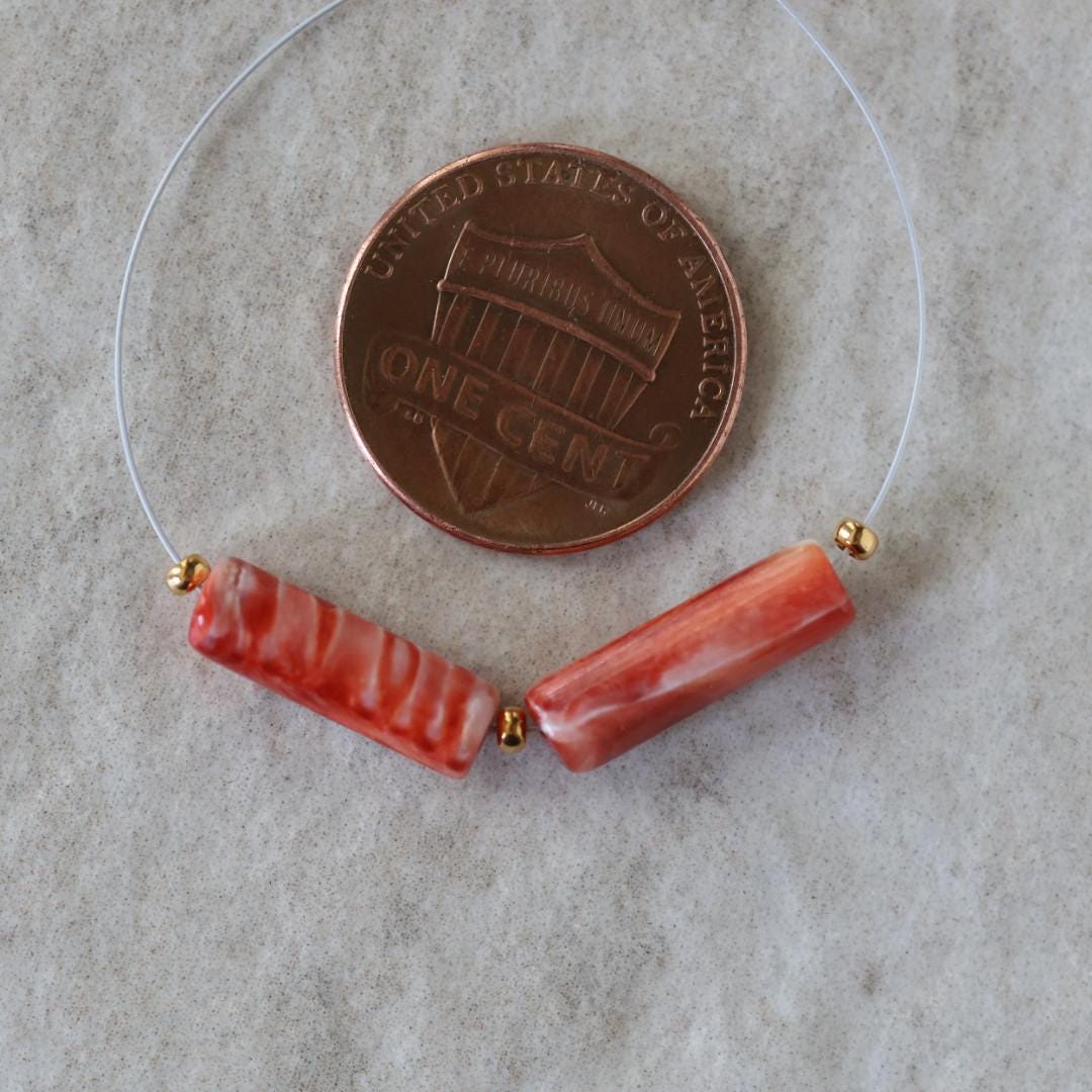 Natural Spiny Oyster Shell Tube Bead Smooth Natural Shell Accent Beads for DIY Jewelry Making