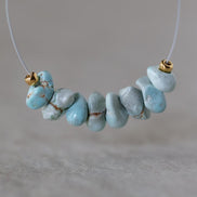 Rare Ice Blue Lone Mountain Turquoise Nugget Beads Smooth 5-6mm 8 PCs Nevada Turquoise Gemstone Beads DIY Jewelry Making