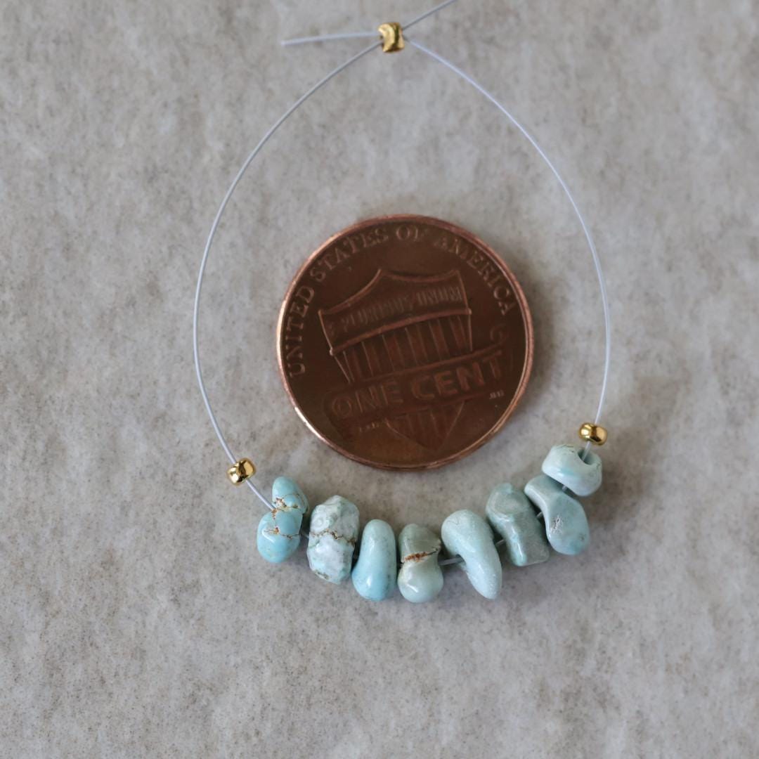 Rare Ice Blue Lone Mountain Turquoise Nugget Beads Smooth 5-6mm 8 PCs Nevada Turquoise Gemstone Beads DIY Jewelry Making