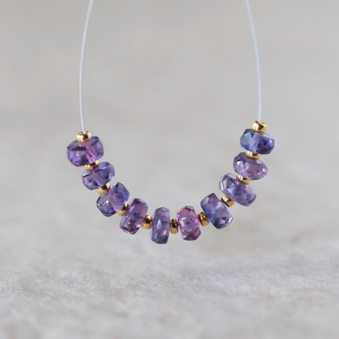 5mm Purple Sapphire Beads Rondelle 10 PCs Faceted Genuine Gemstone Beads Jewelry Making Gift September Birthstone