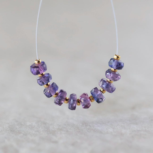 5mm Purple Sapphire Beads Rondelle 10 PCs Faceted Genuine Gemstone Beads Jewelry Making Gift September Birthstone