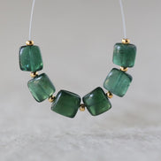 Natural Chrome Green Apatite Square Beads Smooth 6 PCs Gemstone for DIY Jewelry Making Supplies