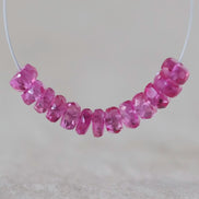 4mm Hot Pink Padparadscha Sapphire Beads Faceted Rondelle 1” Gemstone for DIY Jewelry Making Supplies
