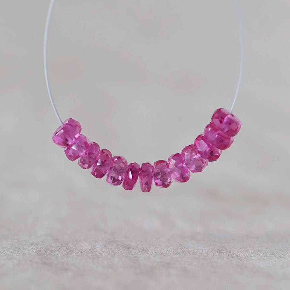 4mm Hot Pink Padparadscha Sapphire Beads Faceted Rondelle 1” Gemstone for DIY Jewelry Making Supplies