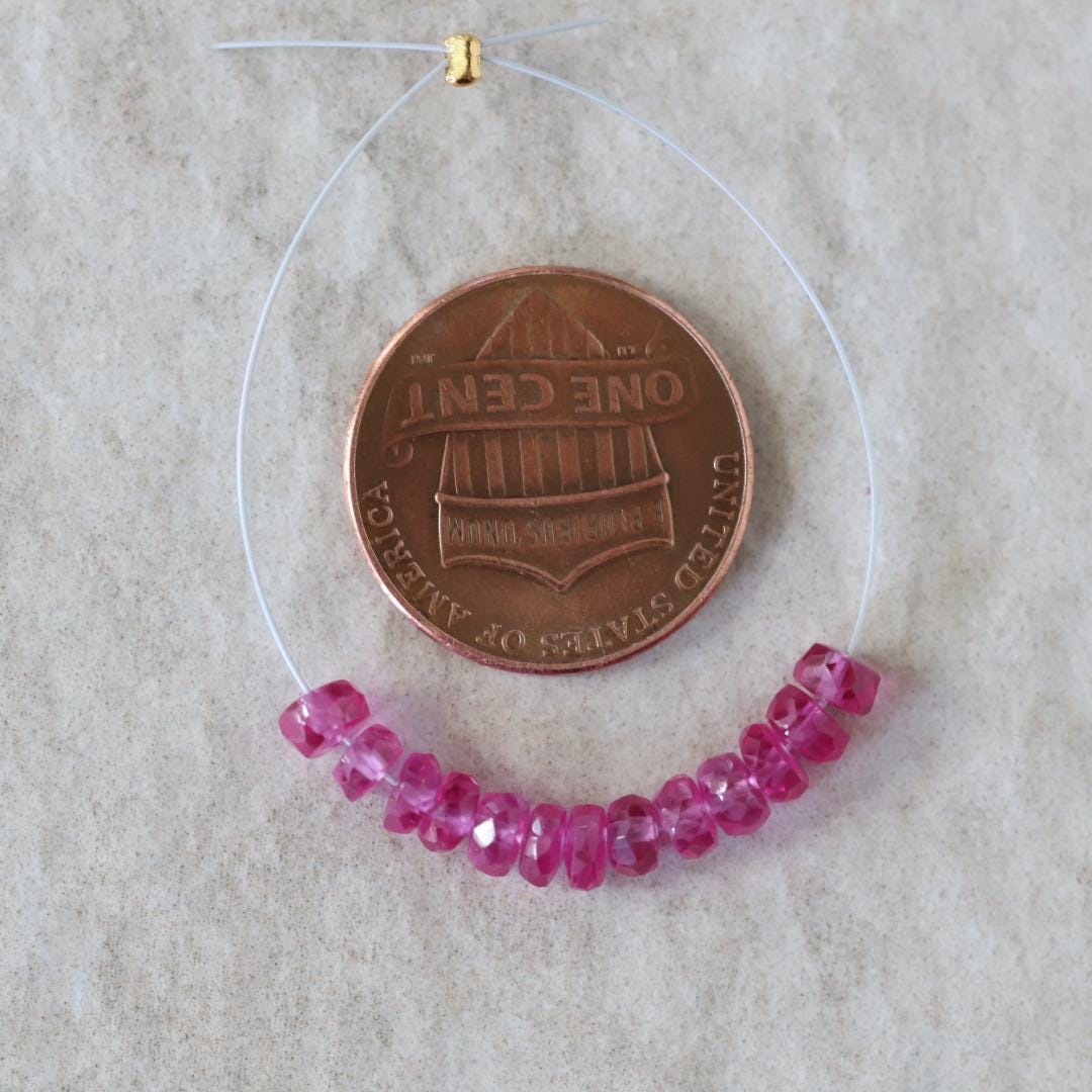 4mm Hot Pink Padparadscha Sapphire Beads Faceted Rondelle 1” Gemstone for DIY Jewelry Making Supplies