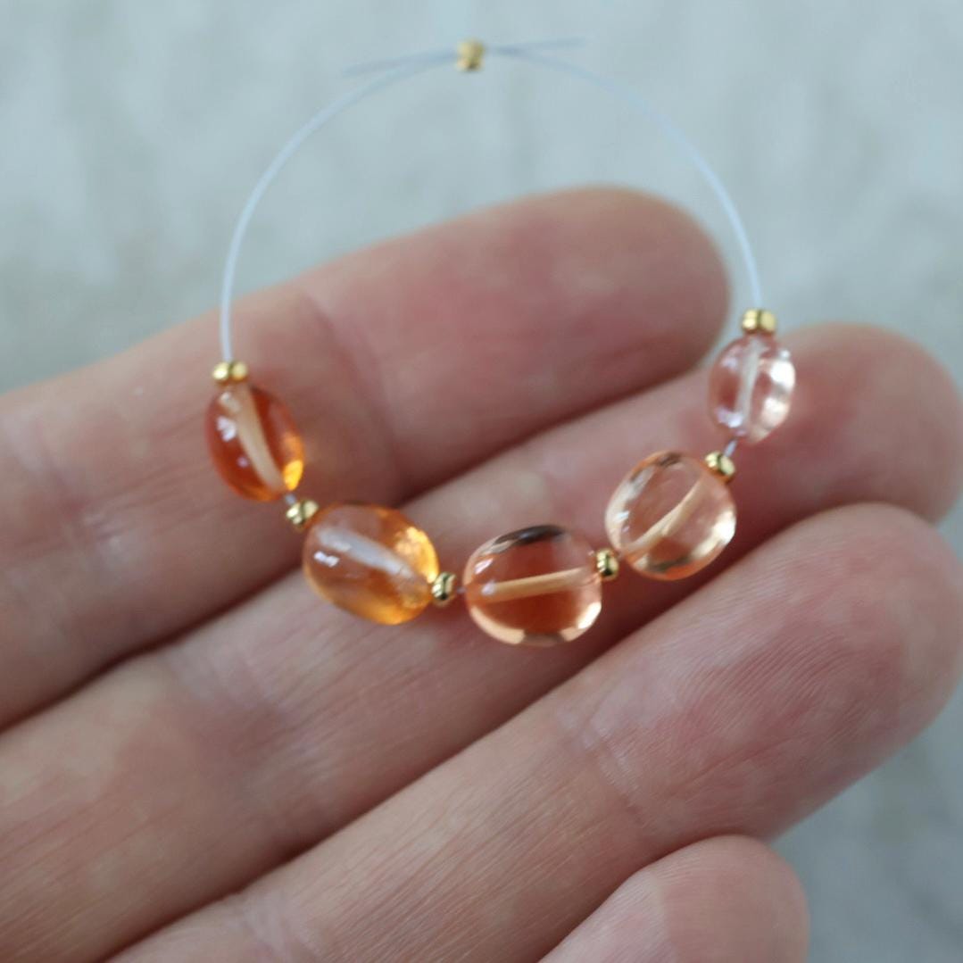 Rare Padparadscha Sapphire Oval Beads Smooth 5 PCs 6mm Gemstone for DIY Jewelry Making Supplies Earrings