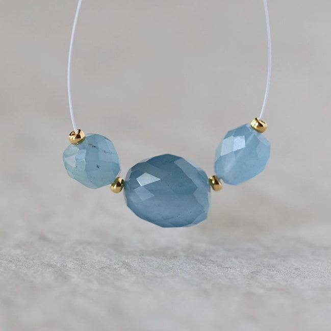 Santa Maria Aquamarine Oval Faceted Beads Nuggets Stone Chunk 6-11mm 3 PCs Gemstone for DIY Jewelry Making