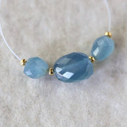 Santa Maria Aquamarine Oval Faceted Beads Nuggets Stone Chunk 6-11mm 3 PCs Gemstone for DIY Jewelry Making