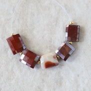 8x10mm Mookaite Jasper Rectangle Beads Checker Faceted Genuine Earth Tone Jasper 5 PCs Gemstone for DIY Jewelry Making