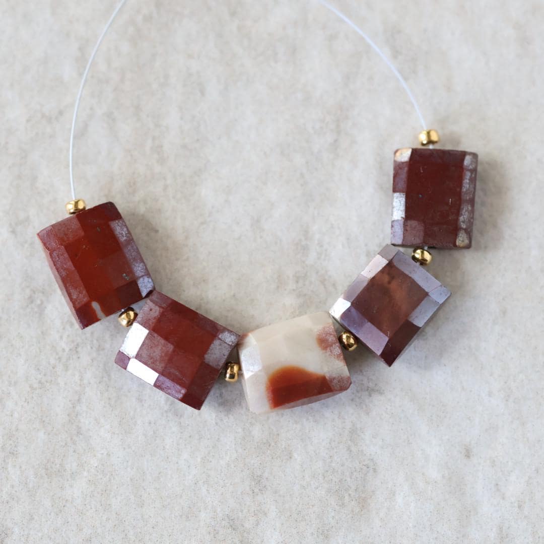 8x10mm Mookaite Jasper Rectangle Beads Checker Faceted Genuine Earth Tone Jasper 5 PCs Gemstone for DIY Jewelry Making