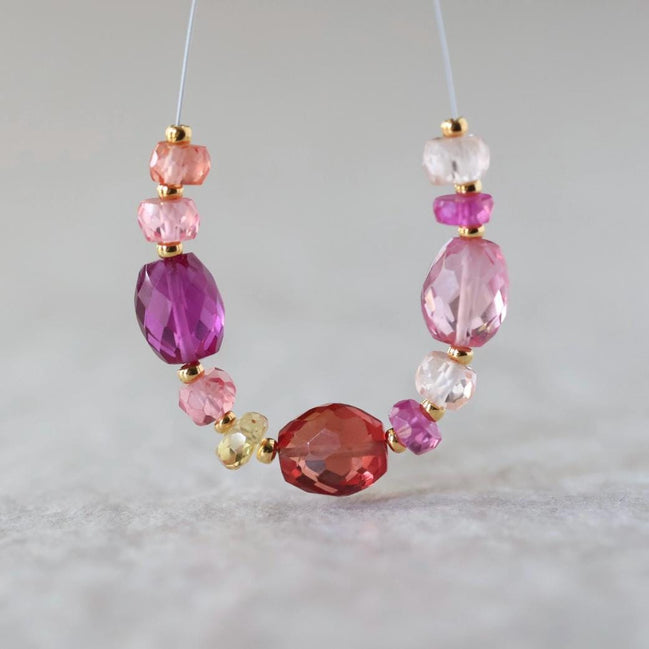 Padparadscha Sapphire Beads Oval Faceted Rondelle Pink Orange Gemstone for DIY Jewelry Making Supplies Necklace