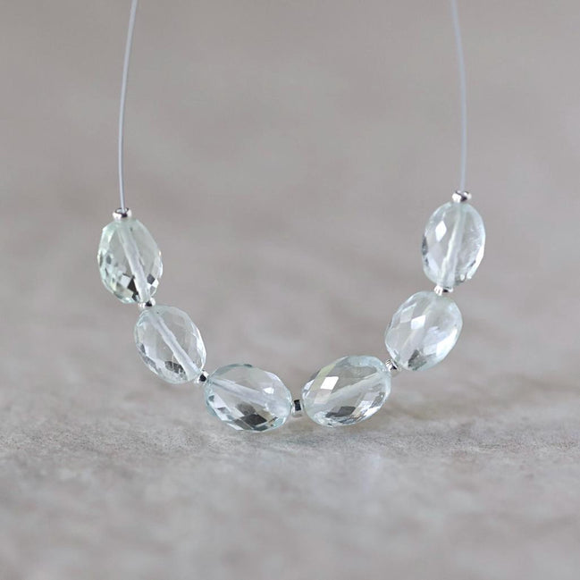 Natural Aquamarine Oval Faceted Beads 5mm Nuggets Stone Chunk Gemstone Bead Jewelry Making Craft Gift Beads March Birthstone